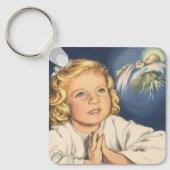 Meisje bidt aan Jezus Christus, beddengoed Sleutelhanger (Voorkant)