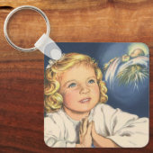 Meisje bidt aan Jezus Christus, beddengoed Sleutelhanger (Voorkant)