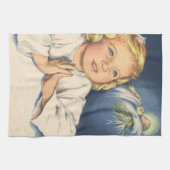 Meisje bidt aan Jezus Christus, beddengoed Theedoek (Horizontaal)