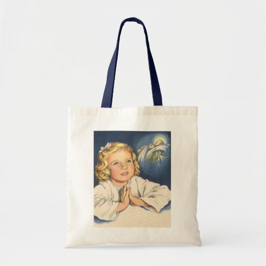 Meisje bidt aan Jezus Christus, beddengoed Tote Bag (Voorkant)