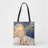 Meisje bidt aan Jezus Christus, beddengoed Tote Bag (Voorkant)