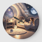 Meisje bidt bij het licht van de maan en de sterre grote klok (Voorkant)