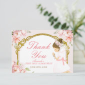 Meisje bidt goud 1e Heilige Communie Dank u Bedankkaart (Staand voorkant)