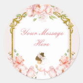 Meisje bidt goud 1e Heilige Communie Uw Boodschap Ronde Sticker (Voorkant)