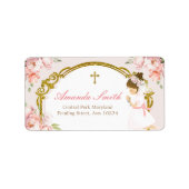 Meisje bidt goud Eerste Heilige Communie Adres Etiket (Voorkant)