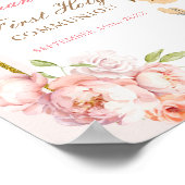 Meisje bidt goud Eerste Heilige Communie Welkom Poster (Hoek)