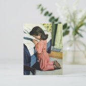 Meisje bidt in Bedtime, het gebed van de Heer Briefkaart (Staand voorkant)
