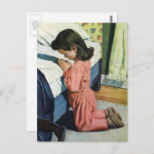 Meisje bidt in Bedtime, het gebed van de Heer Briefkaart (Voorkant / Achterkant)