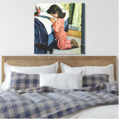 Meisje bidt in Bedtime, het gebed van de Heer Canvas Afdruk (Insitu (Slaapkamer))