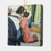 Meisje bidt in Bedtime, het gebed van de Heer Keramisch Ornament (Links)