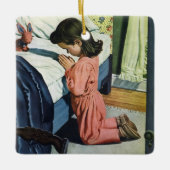 Meisje bidt in Bedtime, het gebed van de Heer Keramisch Ornament (Voorkant)