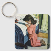 Meisje bidt in Bedtime, het gebed van de Heer Sleutelhanger (Voorkant)