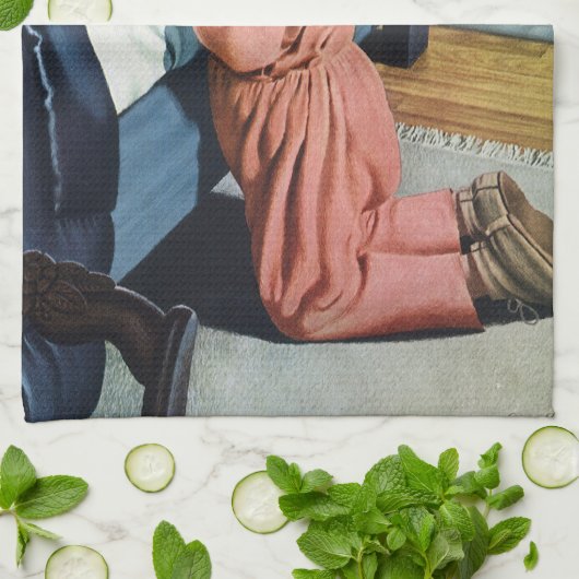 Meisje bidt in Bedtime, het gebed van de Heer Theedoek (Gevouwen)