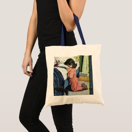 Meisje bidt in Bedtime, het gebed van de Heer Tote Bag (Voorkant (product))