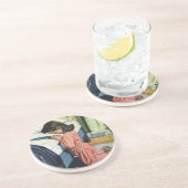 Meisje bidt in Bedtime, het gebed van de Heer Zandsteen Onderzetter (Zijkant)