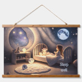 Meisje bidt in maanlicht en door sterrenlicht, aan hangend wandkleed (Voorkant)