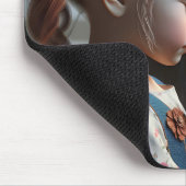 Meisje bidt met gebaarde collie muismat (Hoek)