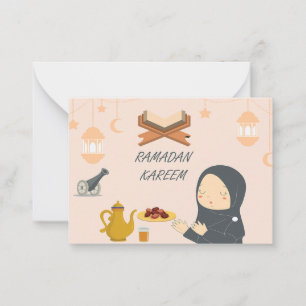 Meisje bidt ramadan Wenskaarten Notitiekaartje