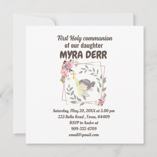 Meisje bidt tot jesuskruis eerste communie (Voorkant)