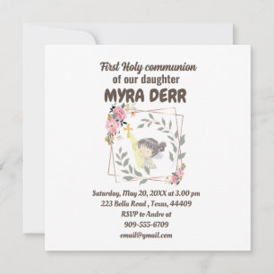 Meisje bidt tot jesuskruis eerste communie