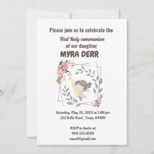 Meisje bidt tot jesuskruis eerste communie kaart