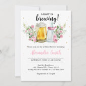 Meisje Bierbrouwen en Fles Baby shower Kaart (Voorkant)