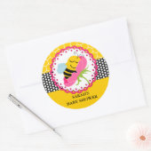 Meisje bij Baby shower gepersonaliseerd Ronde Sticker (Envelop)