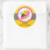 Meisje bij Baby shower gepersonaliseerd Ronde Sticker (Tas)