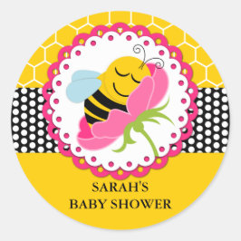 Meisje bij Baby shower gepersonaliseerd Ronde Sticker