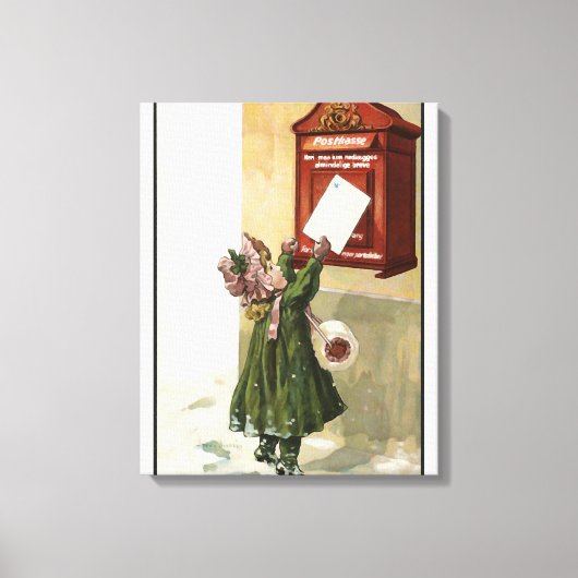  meisje bij de brievenbus canvas afdruk (Voorkant)