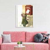  meisje bij de brievenbus canvas afdruk (Insitu (Woonkamer))