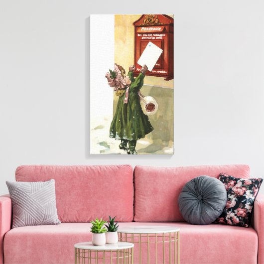  meisje bij de brievenbus canvas afdruk (Insitu (Woonkamer))
