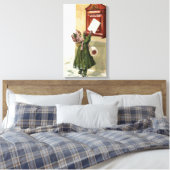 meisje bij de brievenbus canvas afdruk (Insitu (Slaapkamer))