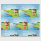 Meisje bij de rivier cadeaupapier (Vlak)