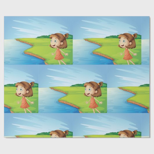 Meisje bij de rivier cadeaupapier (Vlak)