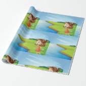 Meisje bij de rivier cadeaupapier (Uitgerold)