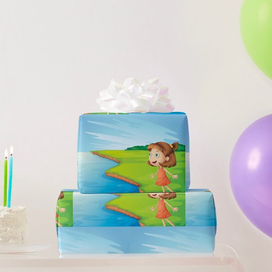 Meisje bij de rivier cadeaupapier