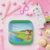 Meisje bij de rivier papieren bordje (Feest)