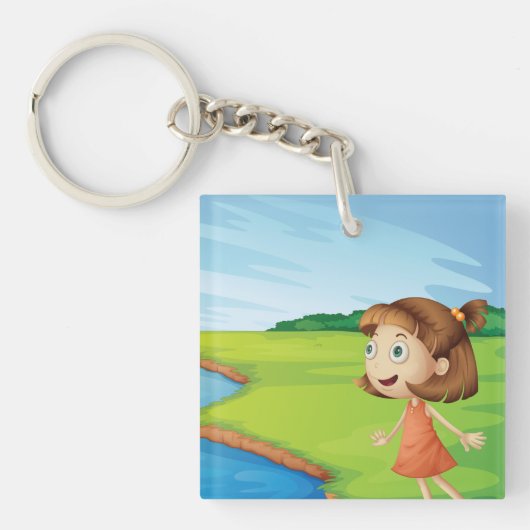 Meisje bij de rivier sleutelhanger (Voorkant)