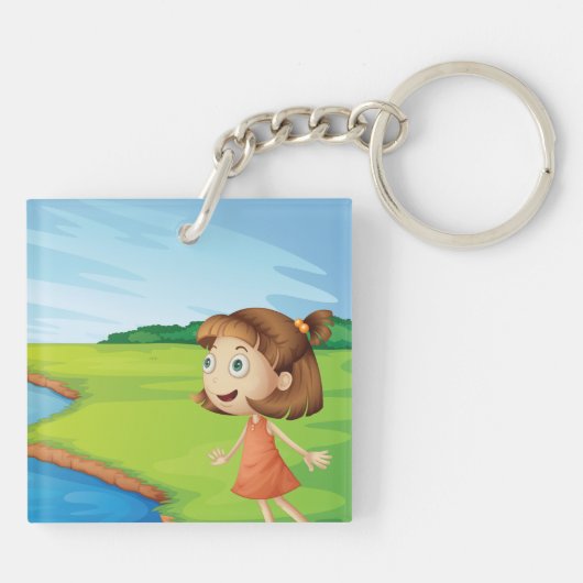 Meisje bij de rivier sleutelhanger (Achterkant)