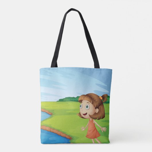 Meisje bij de rivier tote bag (Achterkant)