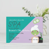 Meisje bij de schoonheids-spa verjaardagsfeest uit kaart (Staand voorkant)