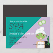 Meisje bij de schoonheids-spa verjaardagsfeest uit kaart (Voorkant / Achterkant)