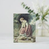 Meisje bij een conduit briefkaart (Staand voorkant)