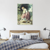 Meisje bij een conduit canvas afdruk (Insitu (Slaapkamer))