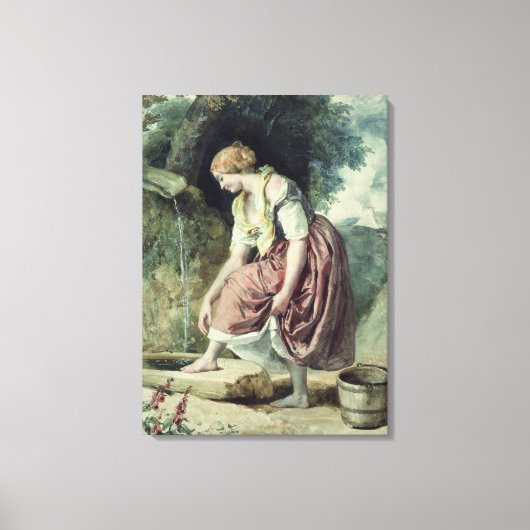 Meisje bij een conduit canvas afdruk (Voorkant)