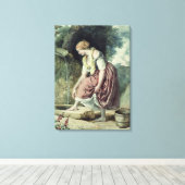 Meisje bij een conduit canvas afdruk (Insitu (Houten vloer))