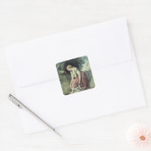 Meisje bij een conduit vierkante sticker (Envelop)