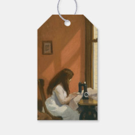 Meisje bij een naaimachine (Edward Hopper) Cadeaulabel