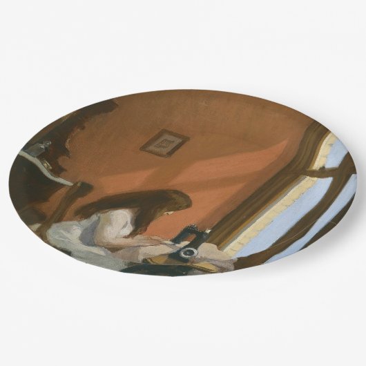 Meisje bij een naaimachine (Edward Hopper) Papieren Bordje (Gekanteld)